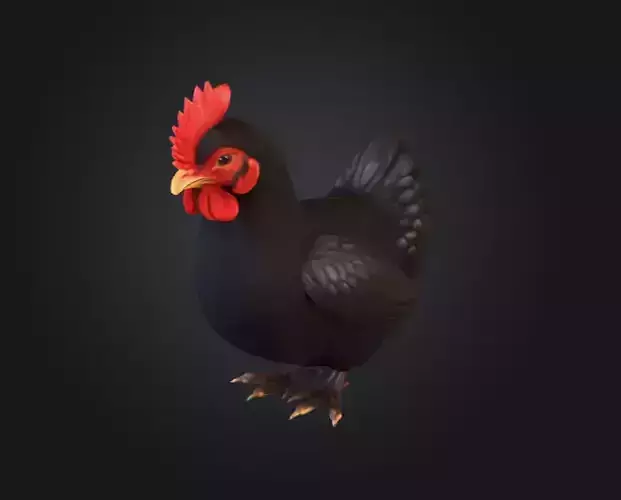 Black Hen Artistry Low-poly 3D model