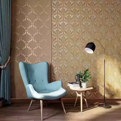 Bronze Lattice Baroque Wallpaper 