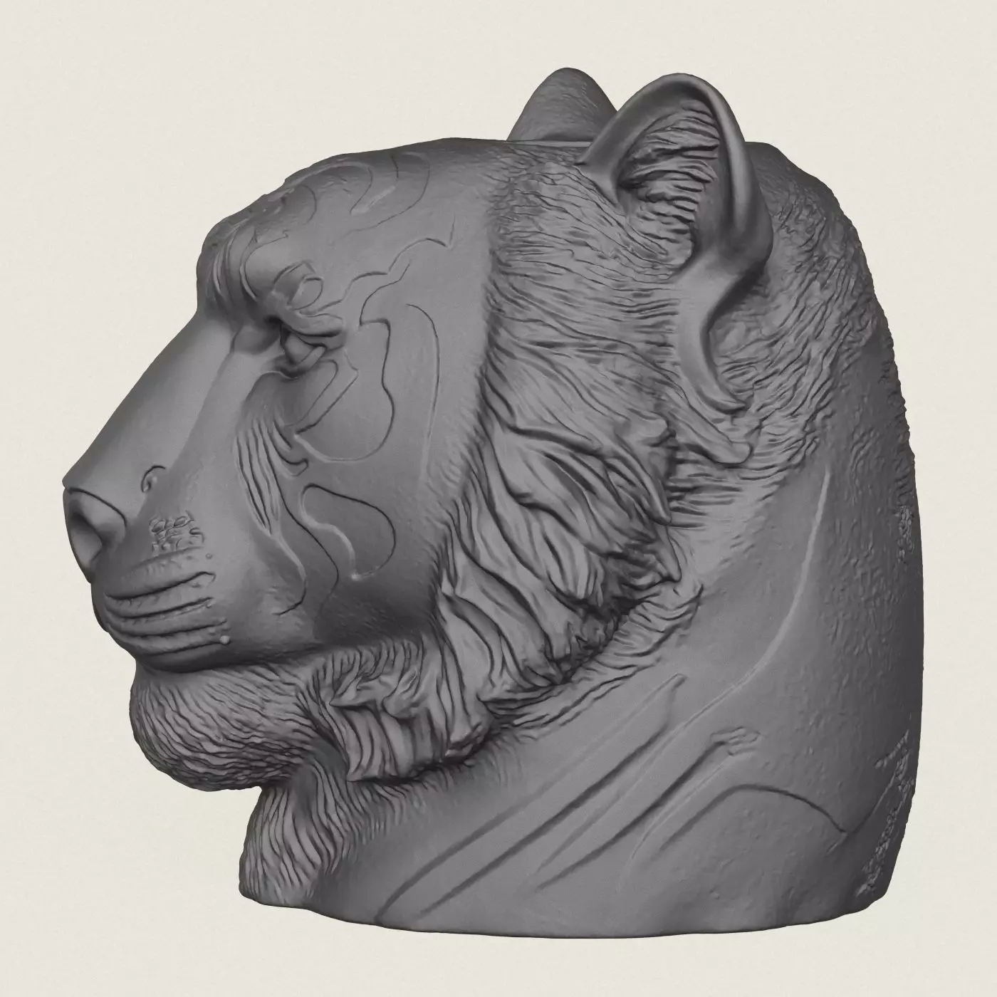 Tiger Head Plant Pot 3D print model_4