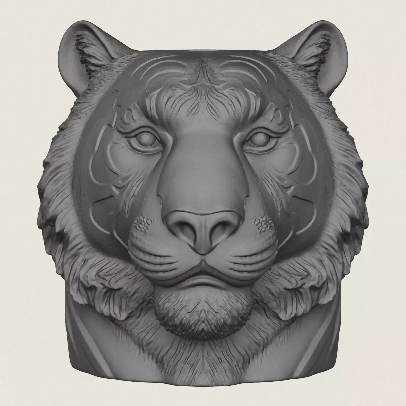 Tiger Head Plant Pot 3D print model_3