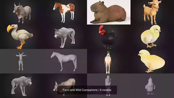 Farm and Wild Companions 3D Model Collection