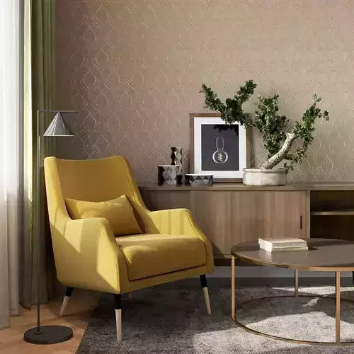 Mocha Metallic Vine Wallpaper