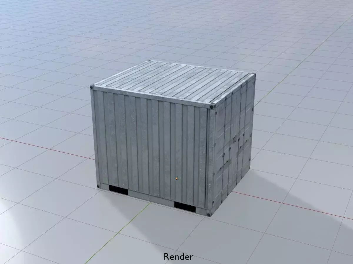 Shipping Container light gray 6ft Low-poly 3D model_16
