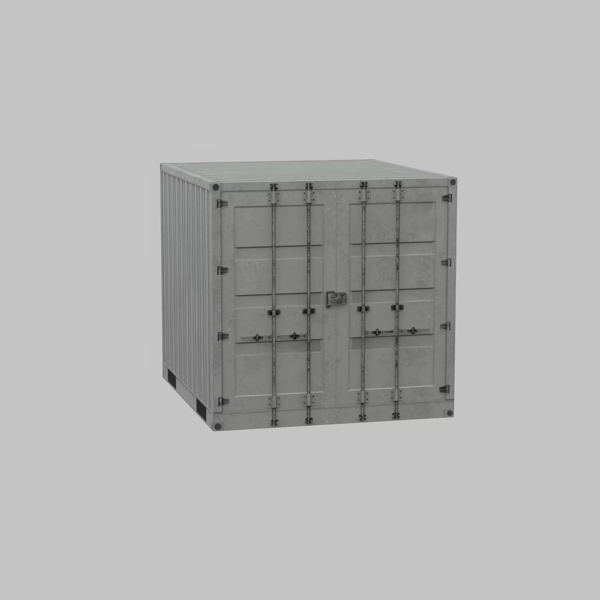 Shipping Container light gray 6ft Low-poly 3D model_48