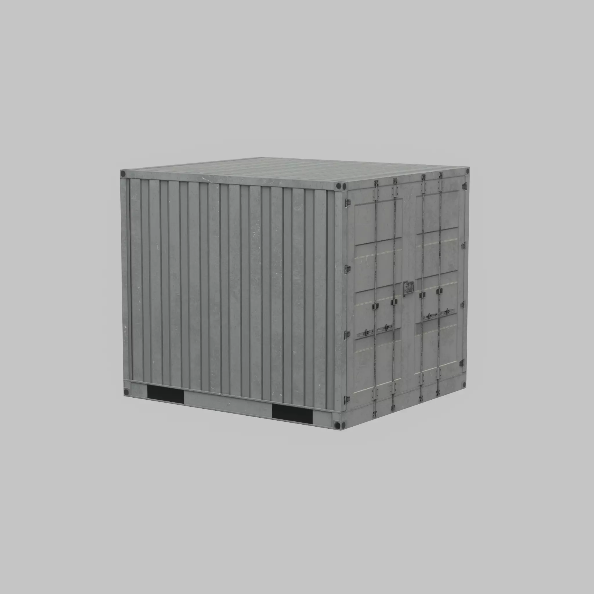 Shipping Container light gray 6ft Low-poly 3D model_42