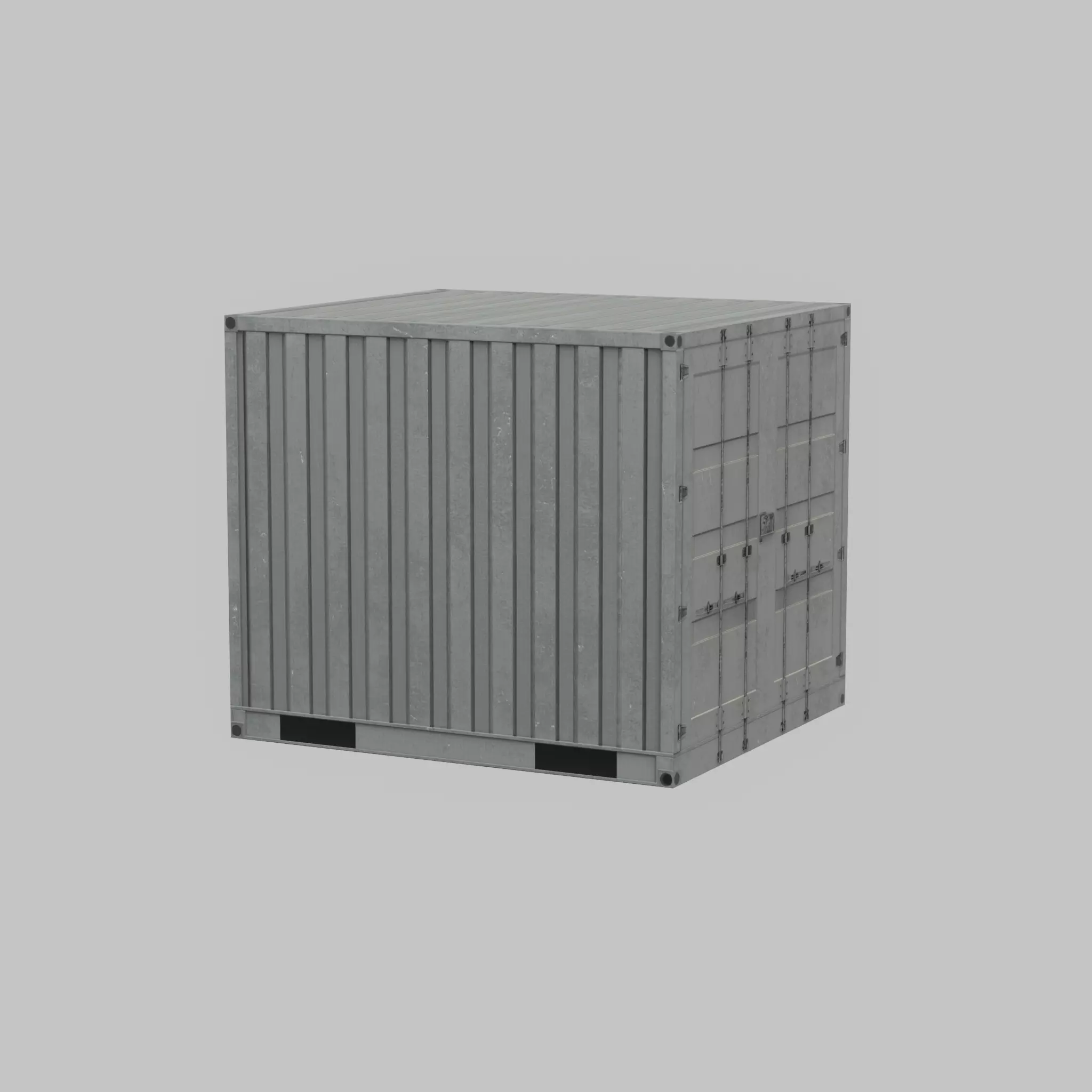 Shipping Container light gray 6ft Low-poly 3D model_41