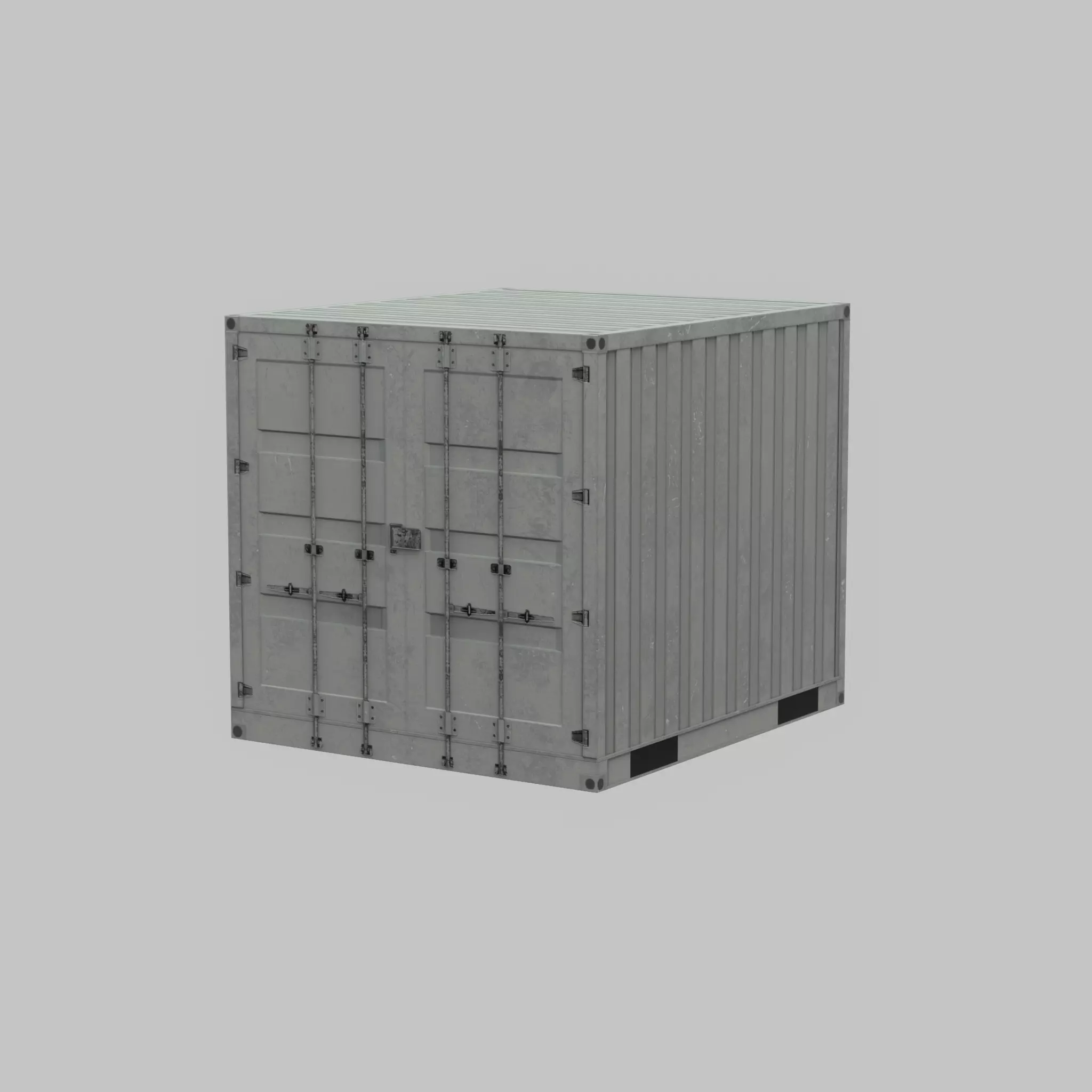 Shipping Container light gray 6ft Low-poly 3D model_54
