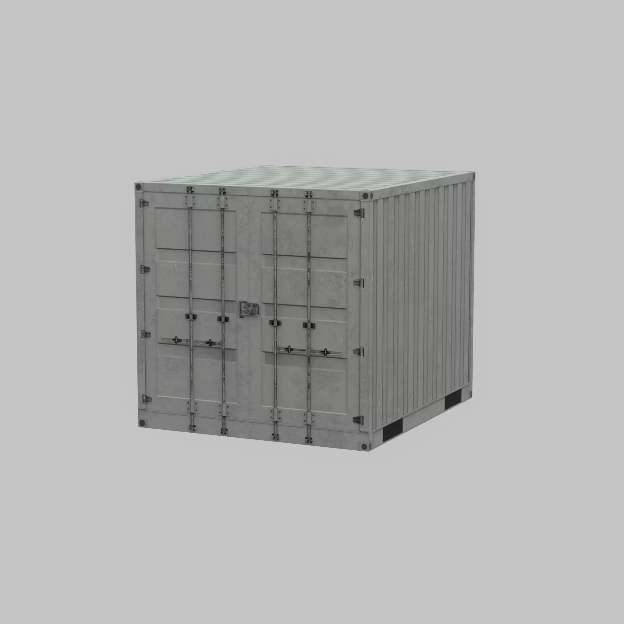 Shipping Container light gray 6ft Low-poly 3D model_53