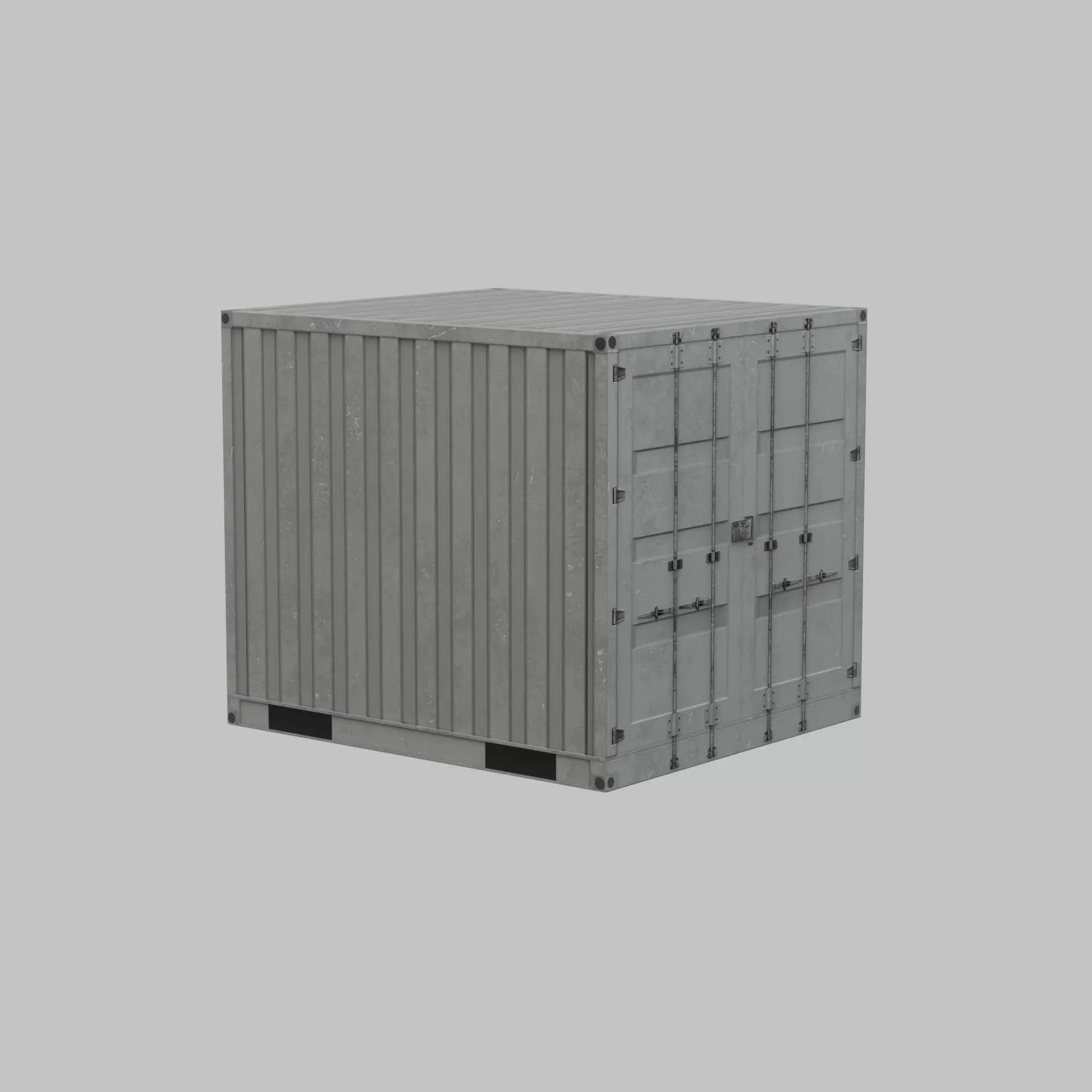 Shipping Container light gray 6ft Low-poly 3D model_68