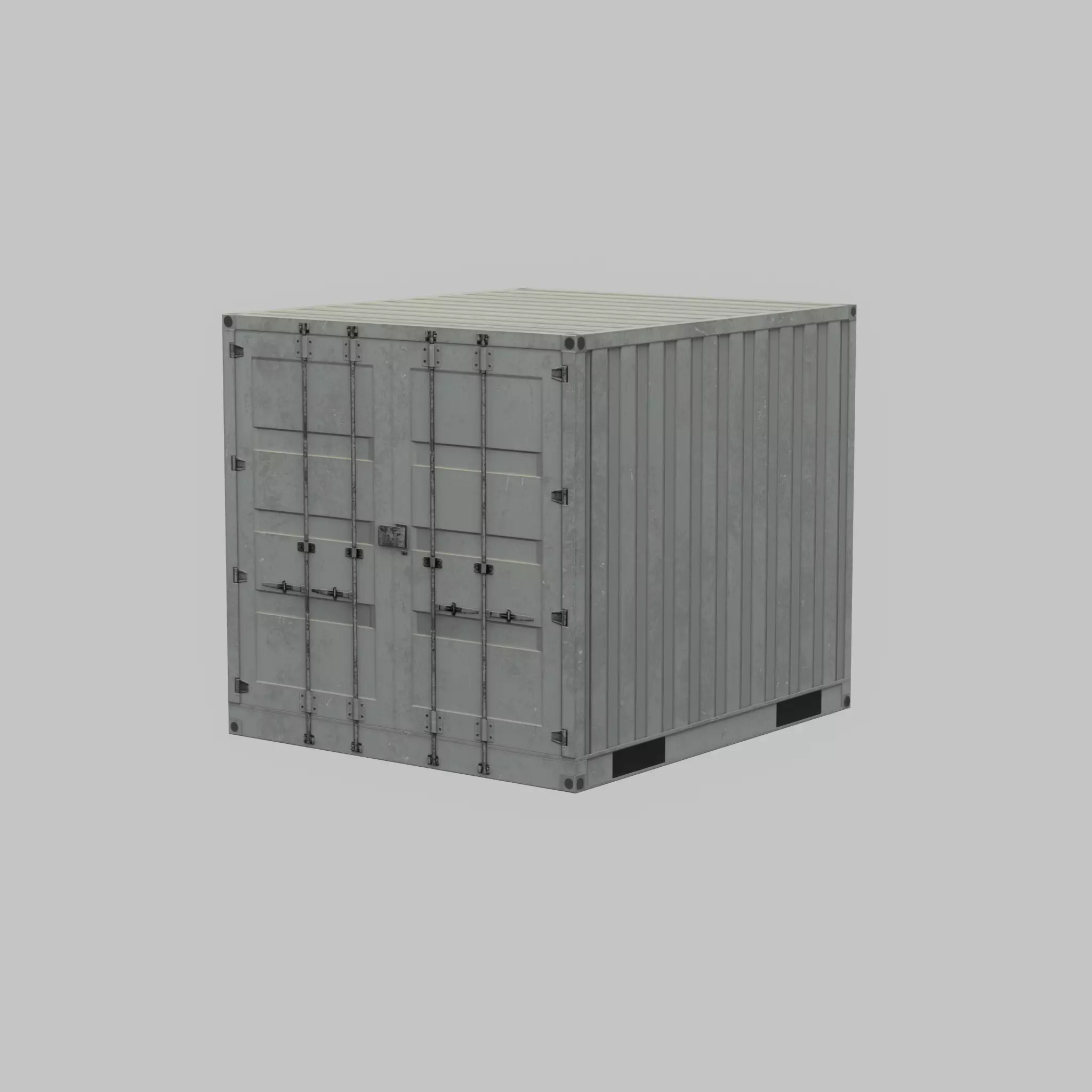 Shipping Container light gray 6ft Low-poly 3D model_30