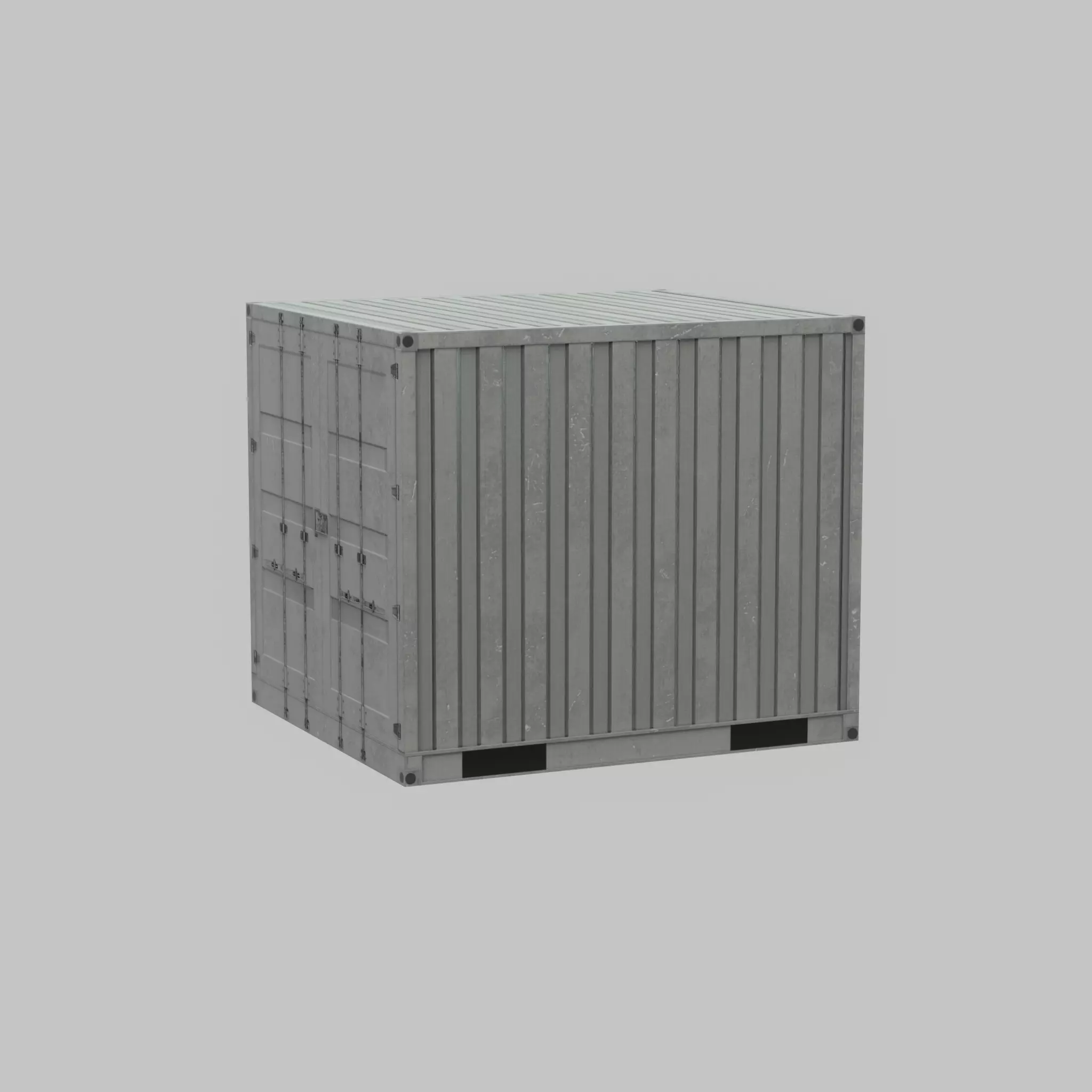Shipping Container light gray 6ft Low-poly 3D model_59