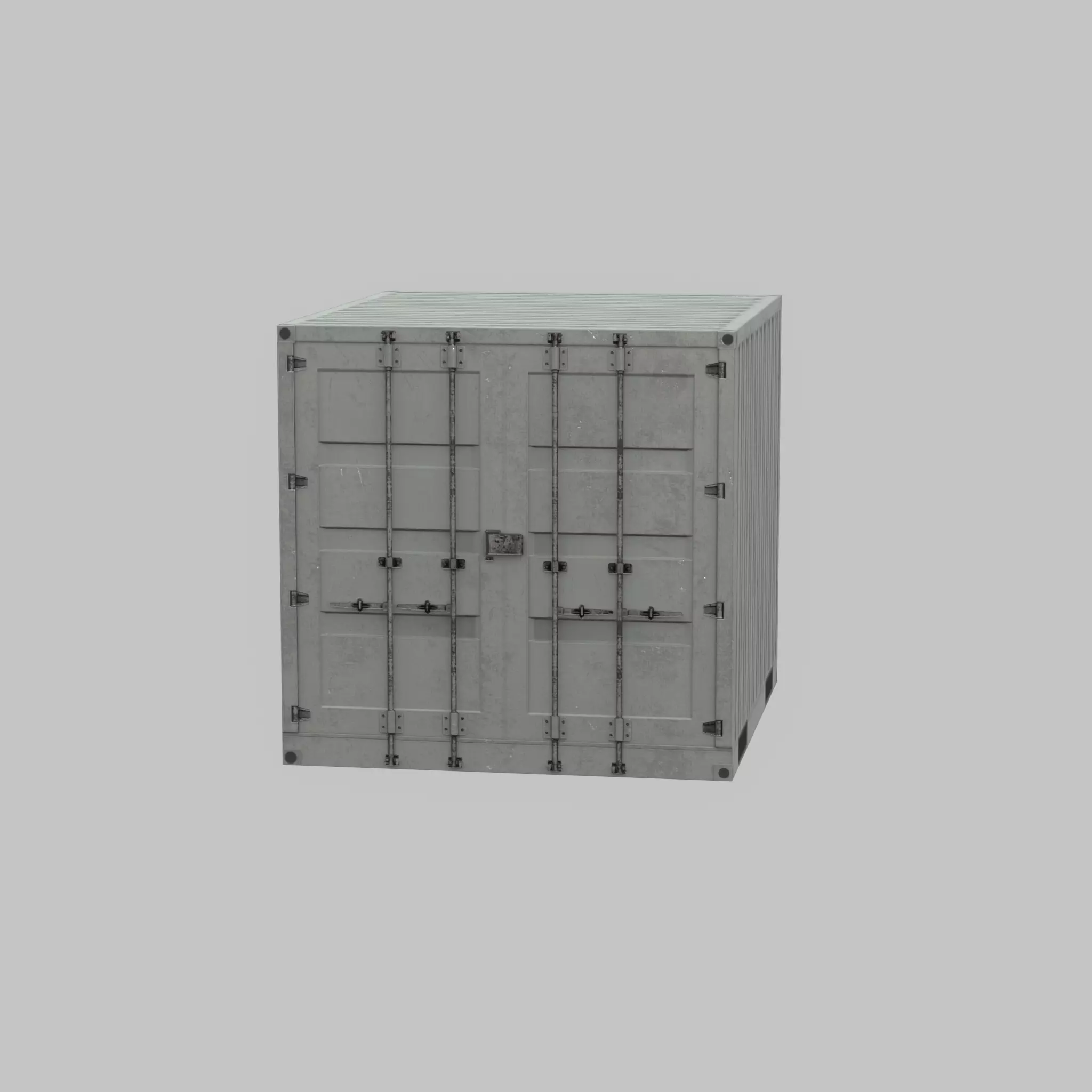 Shipping Container light gray 6ft Low-poly 3D model_51