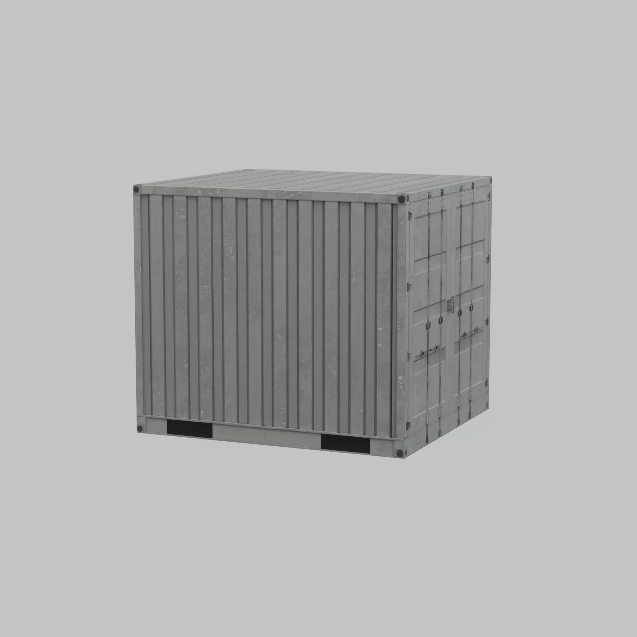 Shipping Container light gray 6ft Low-poly 3D model_65
