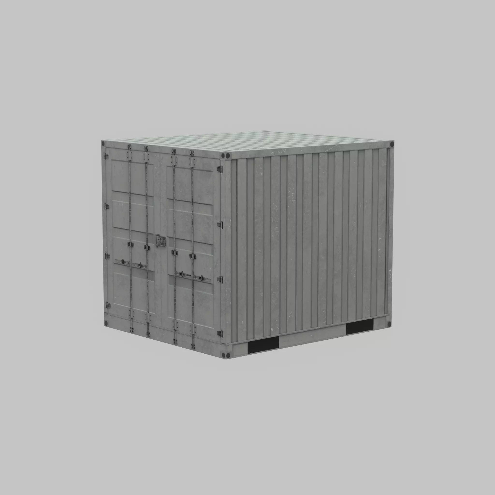 Shipping Container light gray 6ft Low-poly 3D model_57