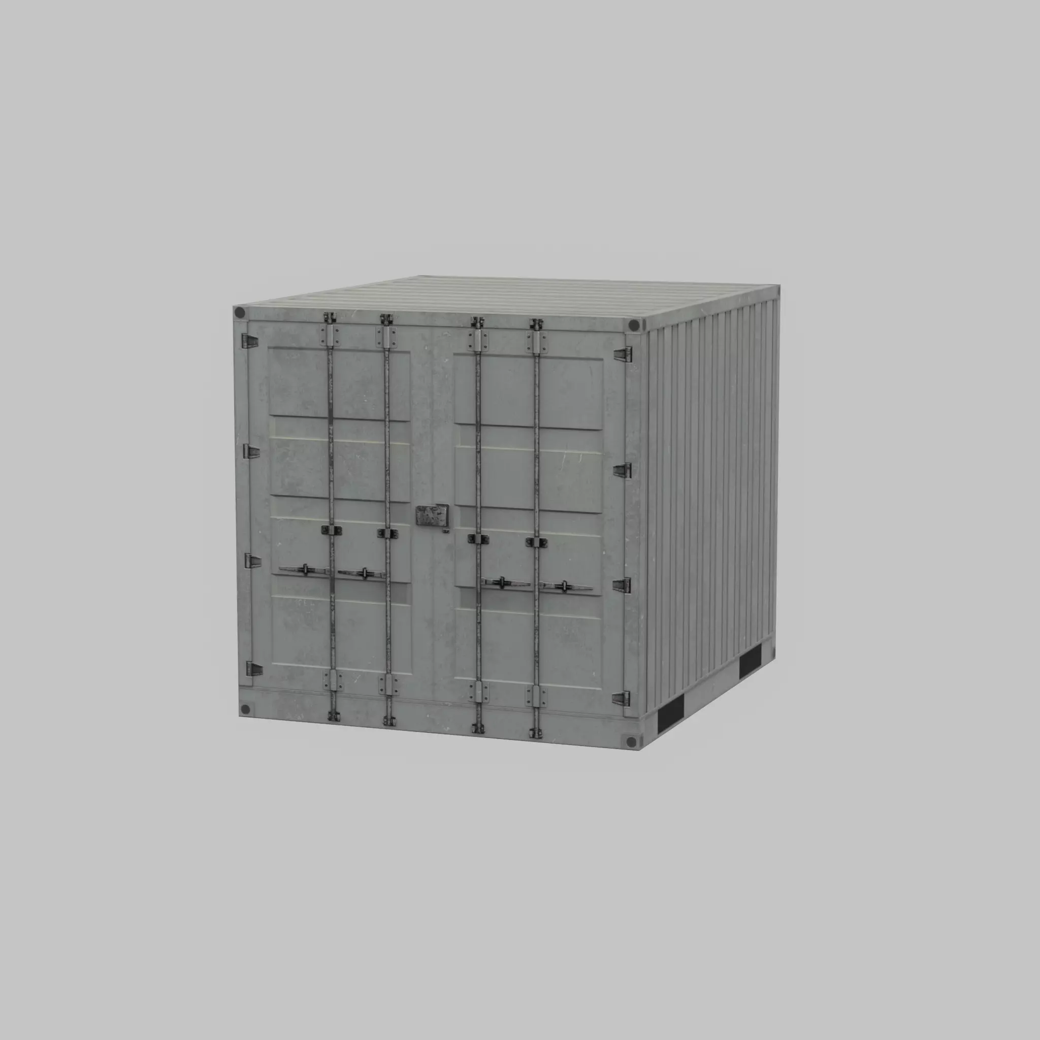 Shipping Container light gray 6ft Low-poly 3D model_28