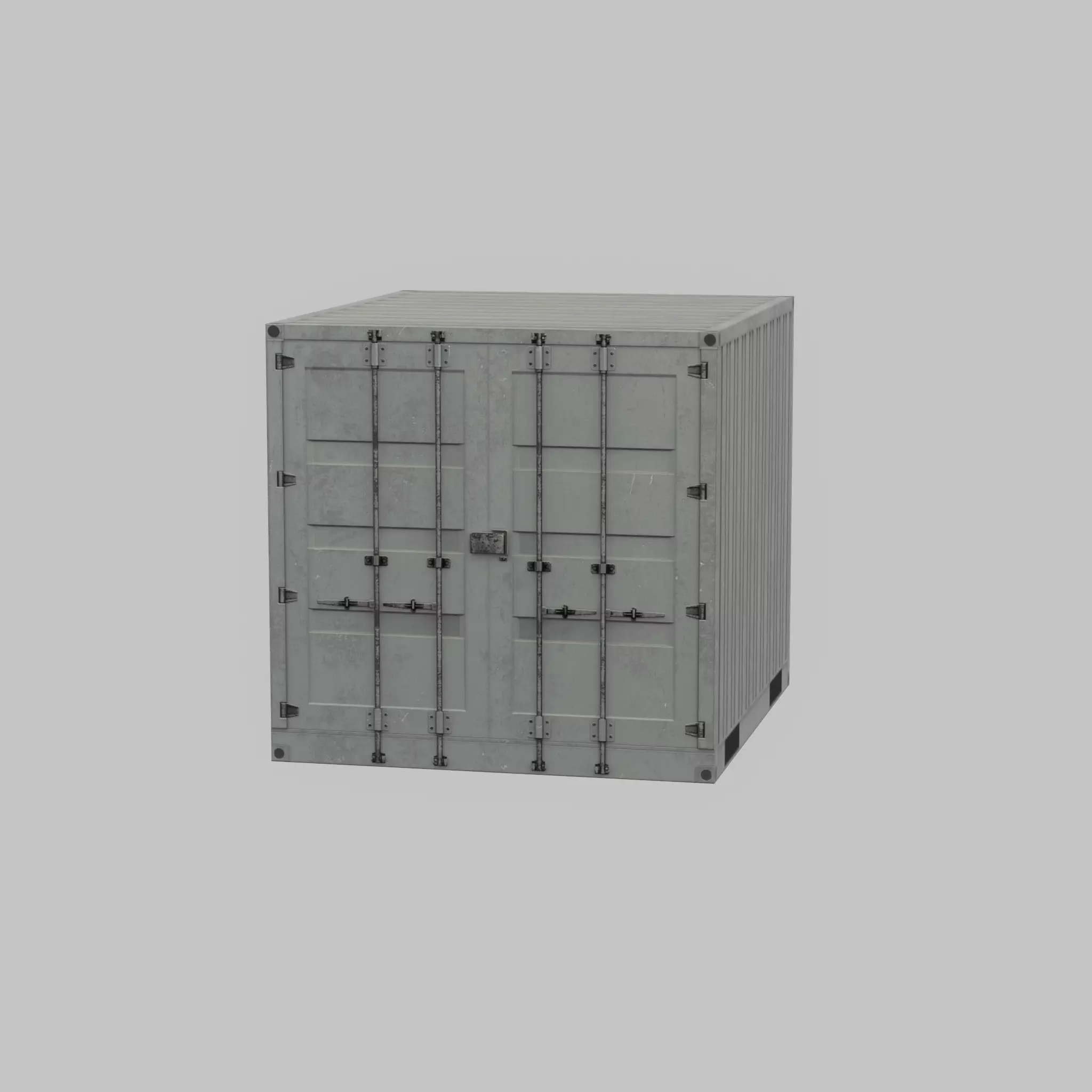 Shipping Container light gray 6ft Low-poly 3D model_27
