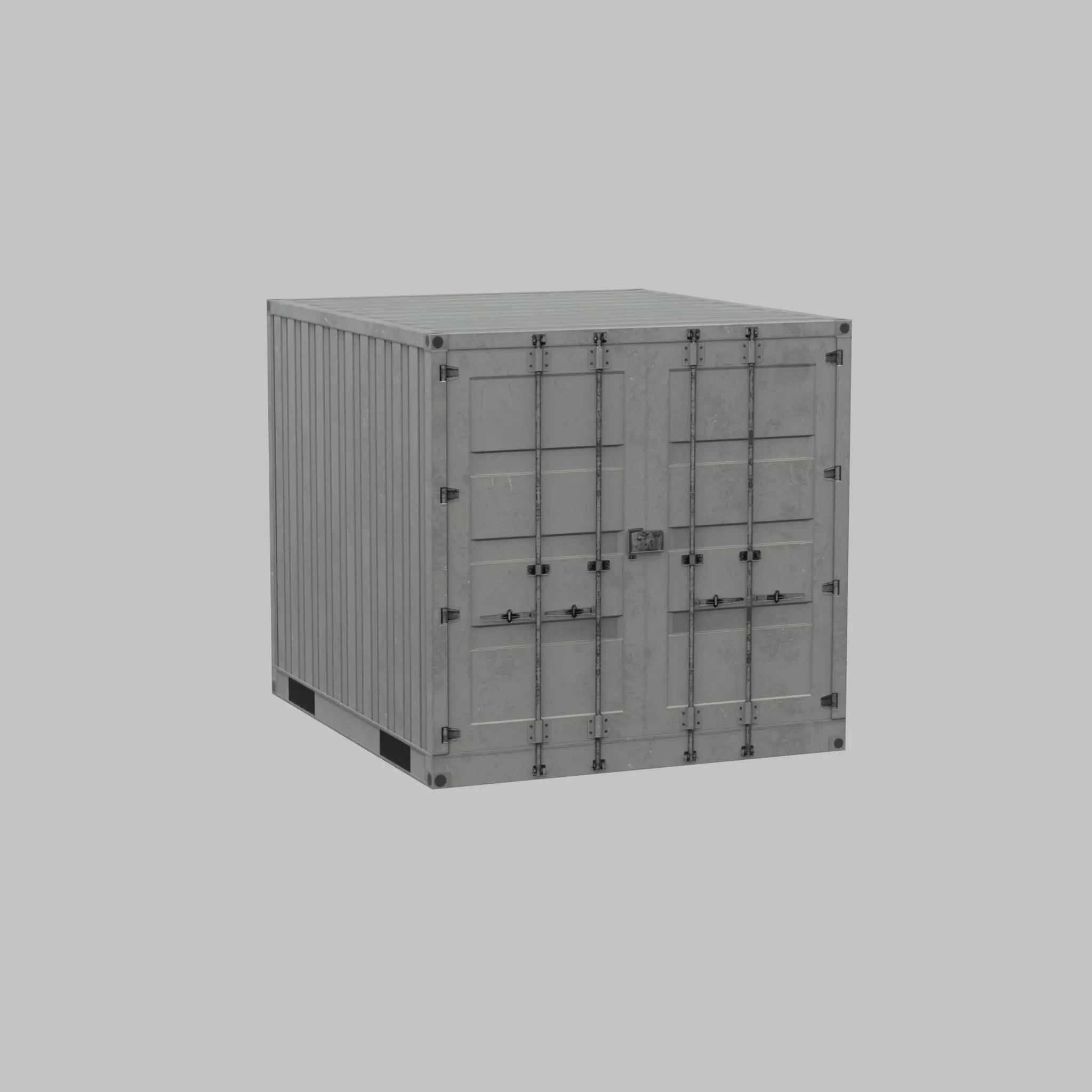 Shipping Container light gray 6ft Low-poly 3D model_47
