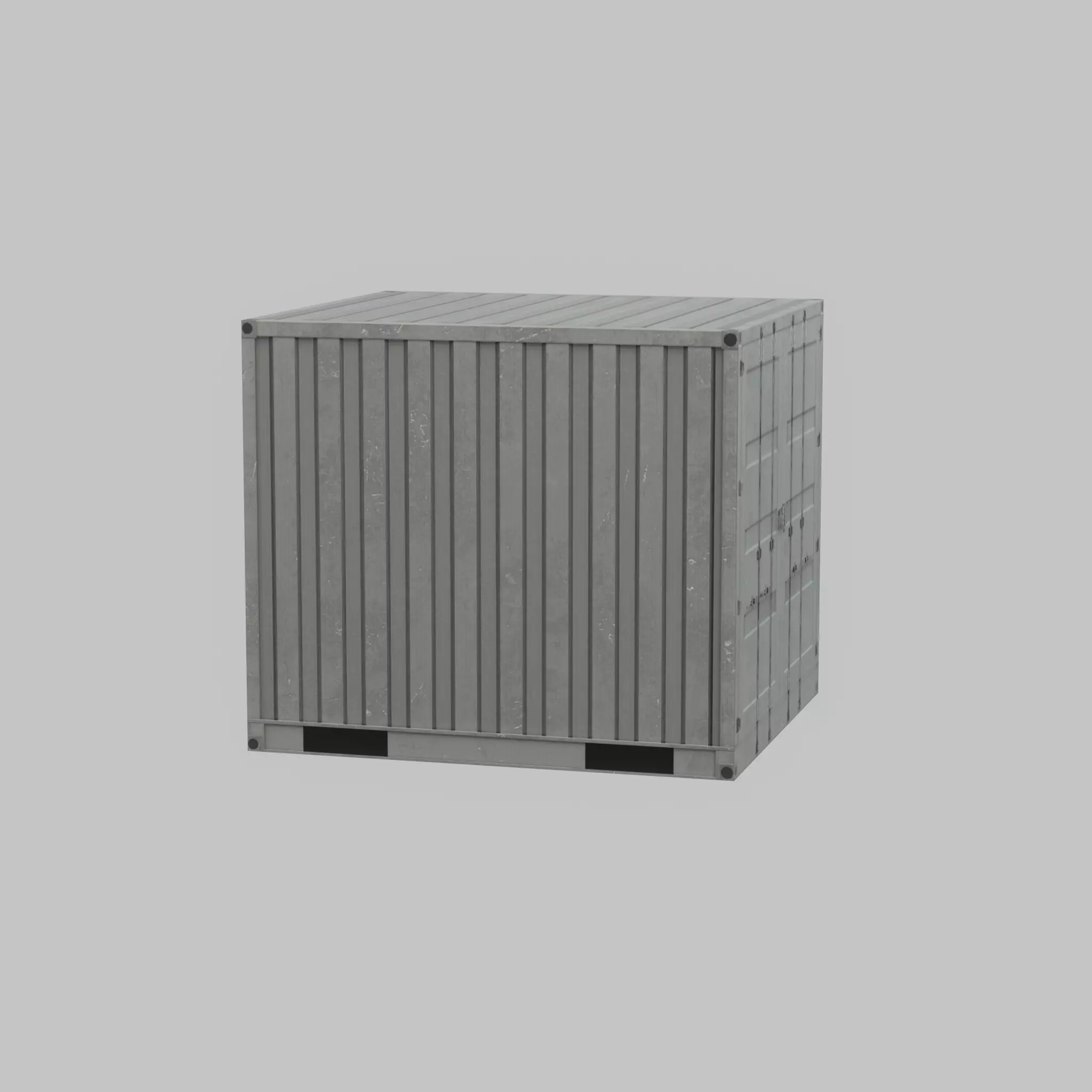 Shipping Container light gray 6ft Low-poly 3D model_64