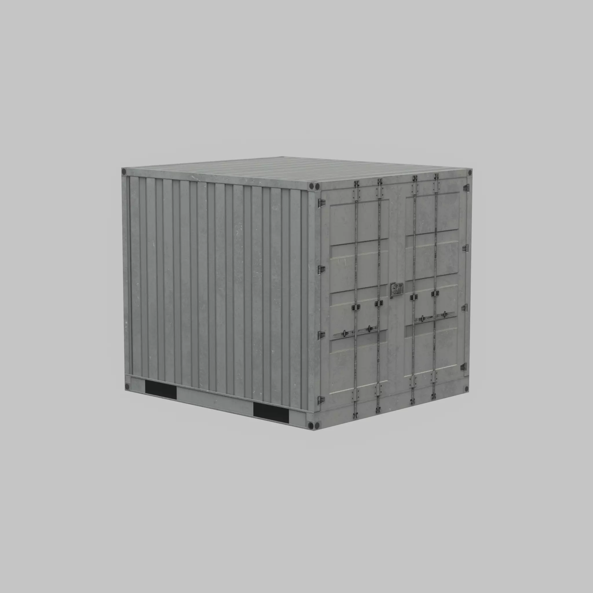 Shipping Container light gray 6ft Low-poly 3D model_43