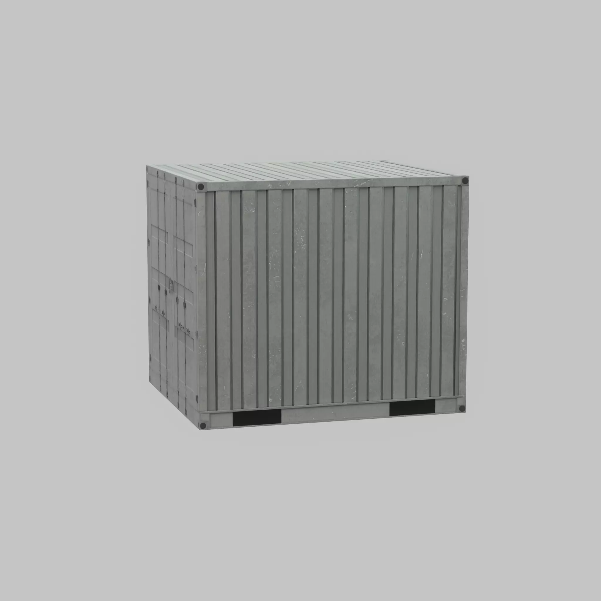 Shipping Container light gray 6ft Low-poly 3D model_60