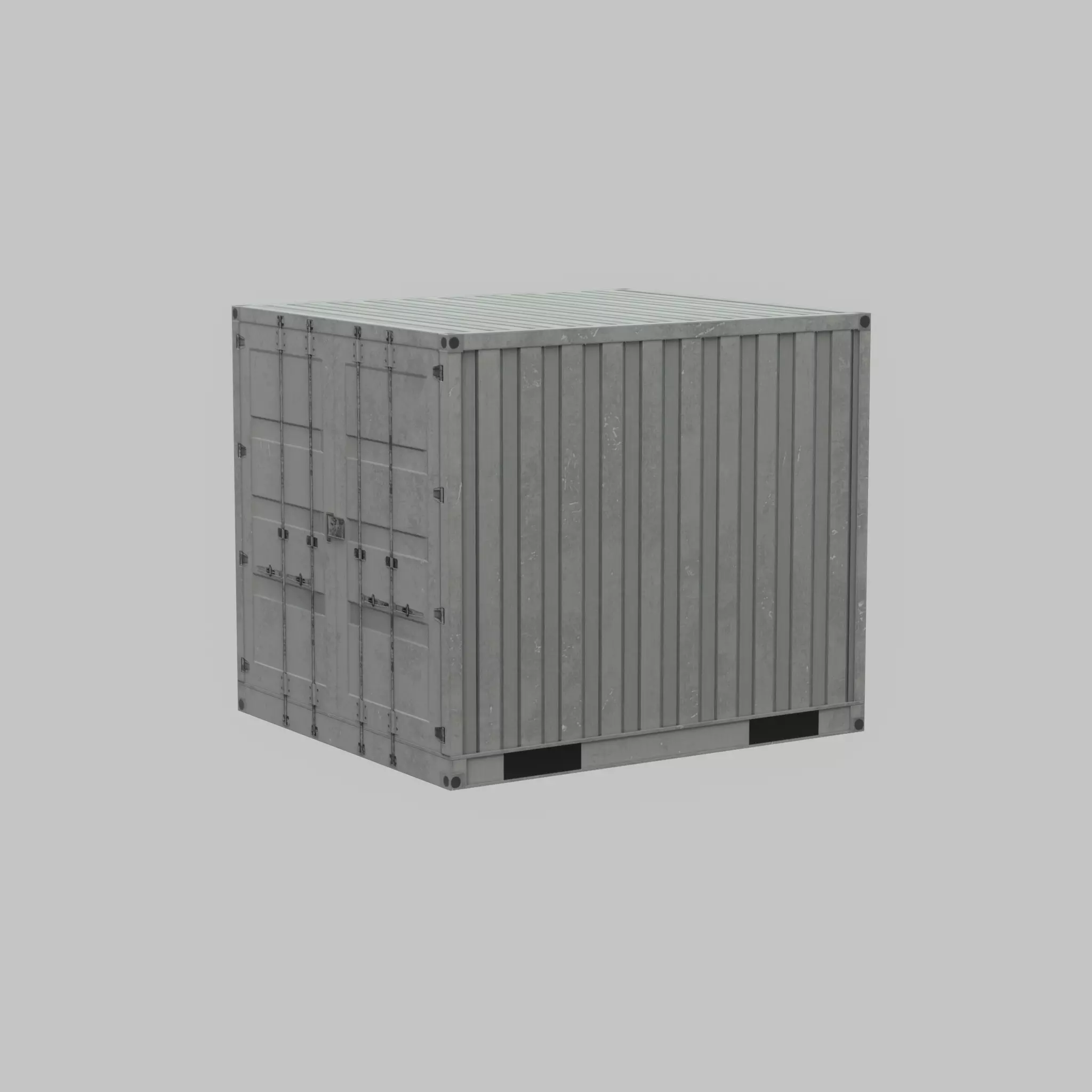 Shipping Container light gray 6ft Low-poly 3D model_58