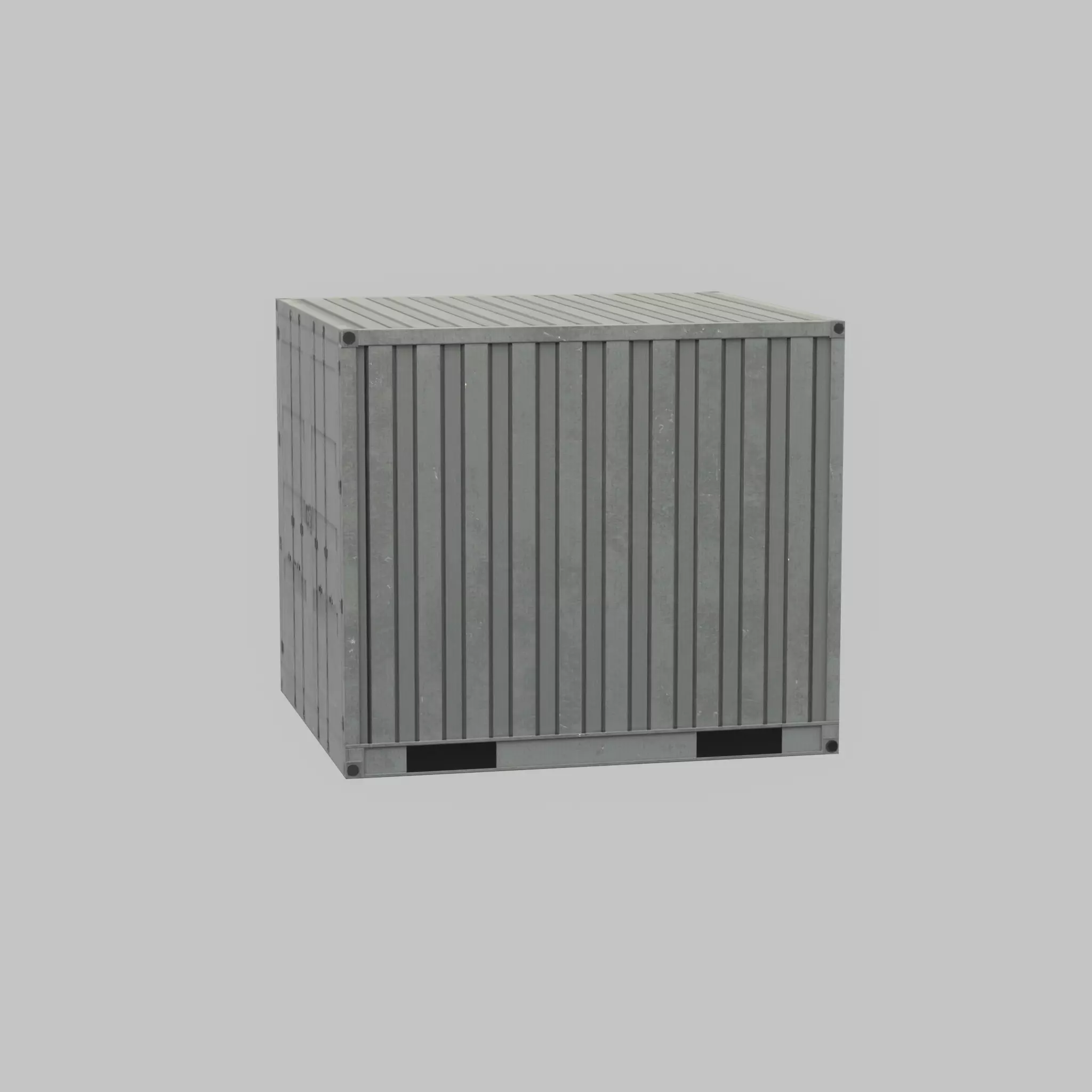 Shipping Container light gray 6ft Low-poly 3D model_36