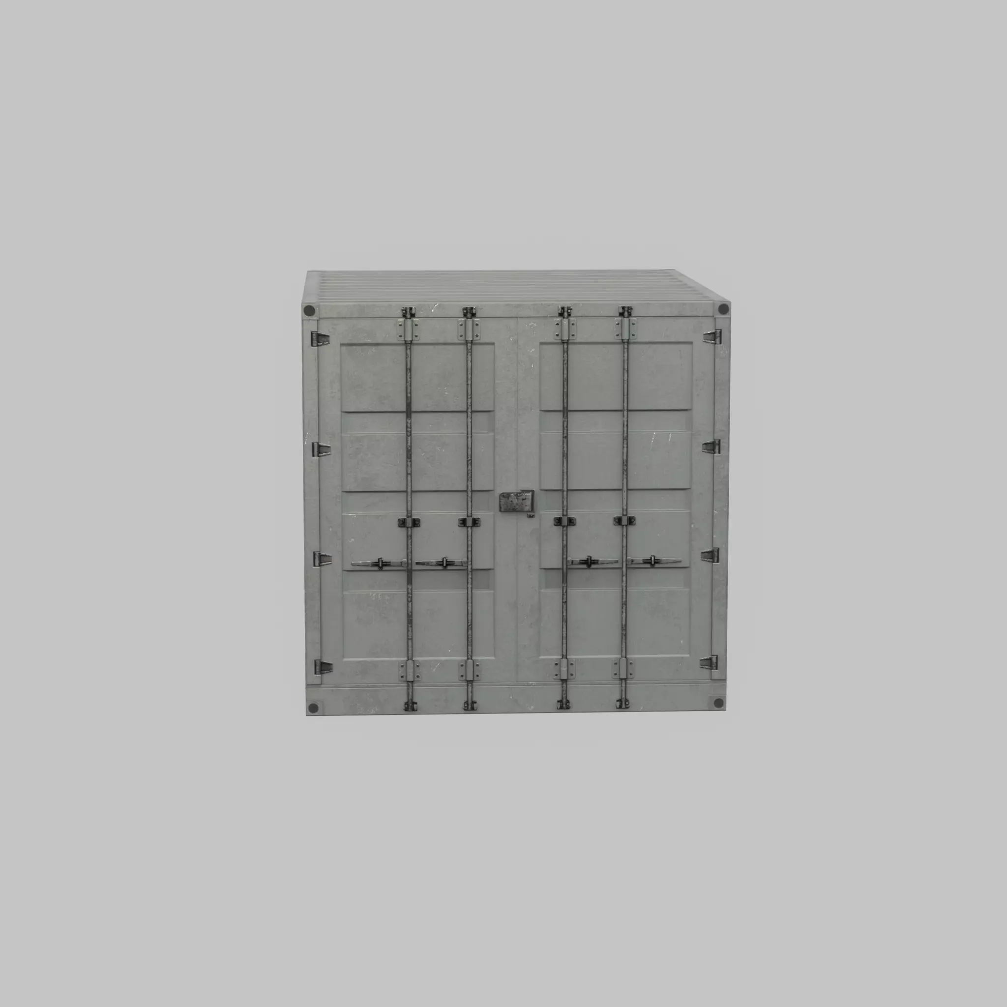 Shipping Container light gray 6ft Low-poly 3D model_25