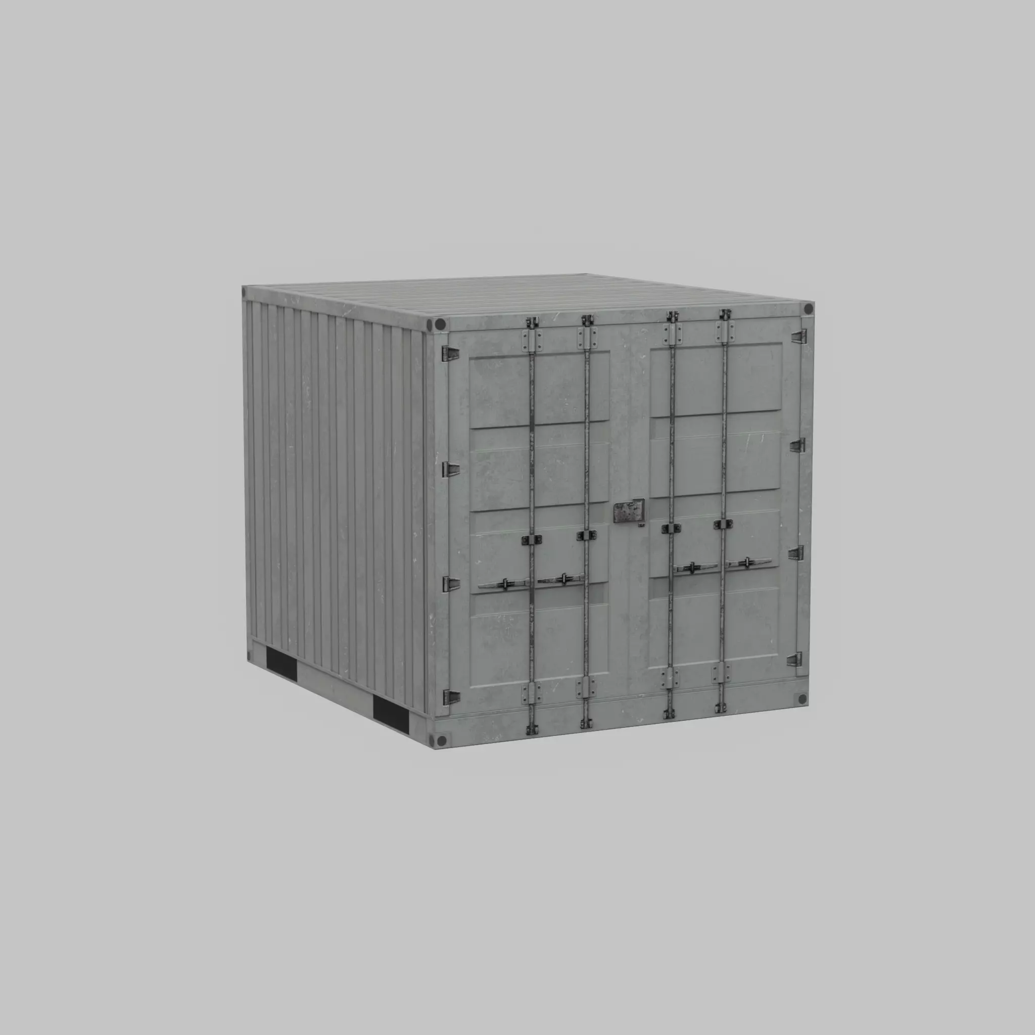 Shipping Container light gray 6ft Low-poly 3D model_71