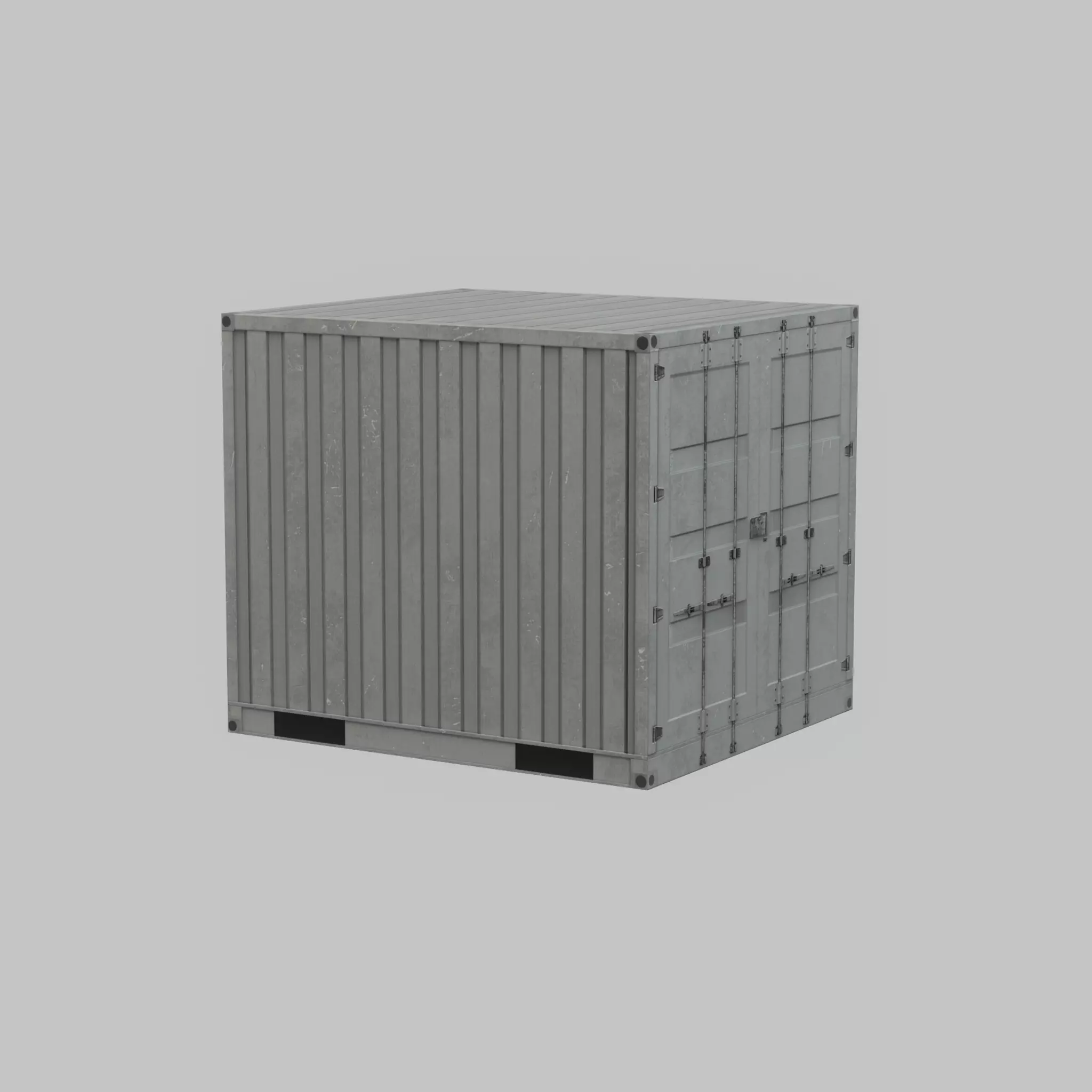 Shipping Container light gray 6ft Low-poly 3D model_67