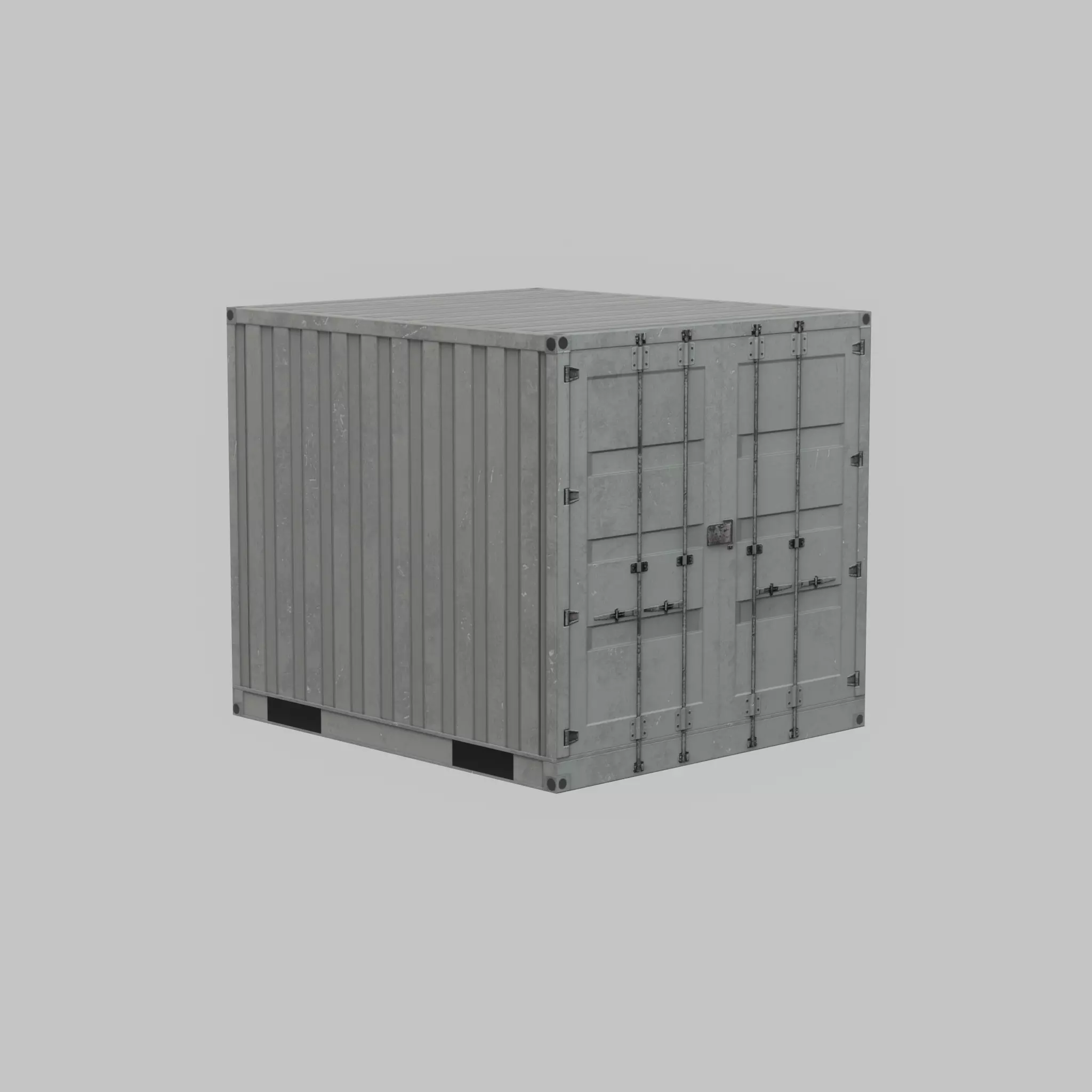 Shipping Container light gray 6ft Low-poly 3D model_69