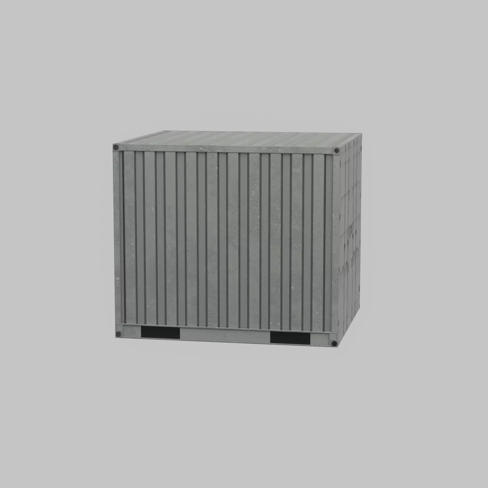 Shipping Container light gray 6ft Low-poly 3D model_39