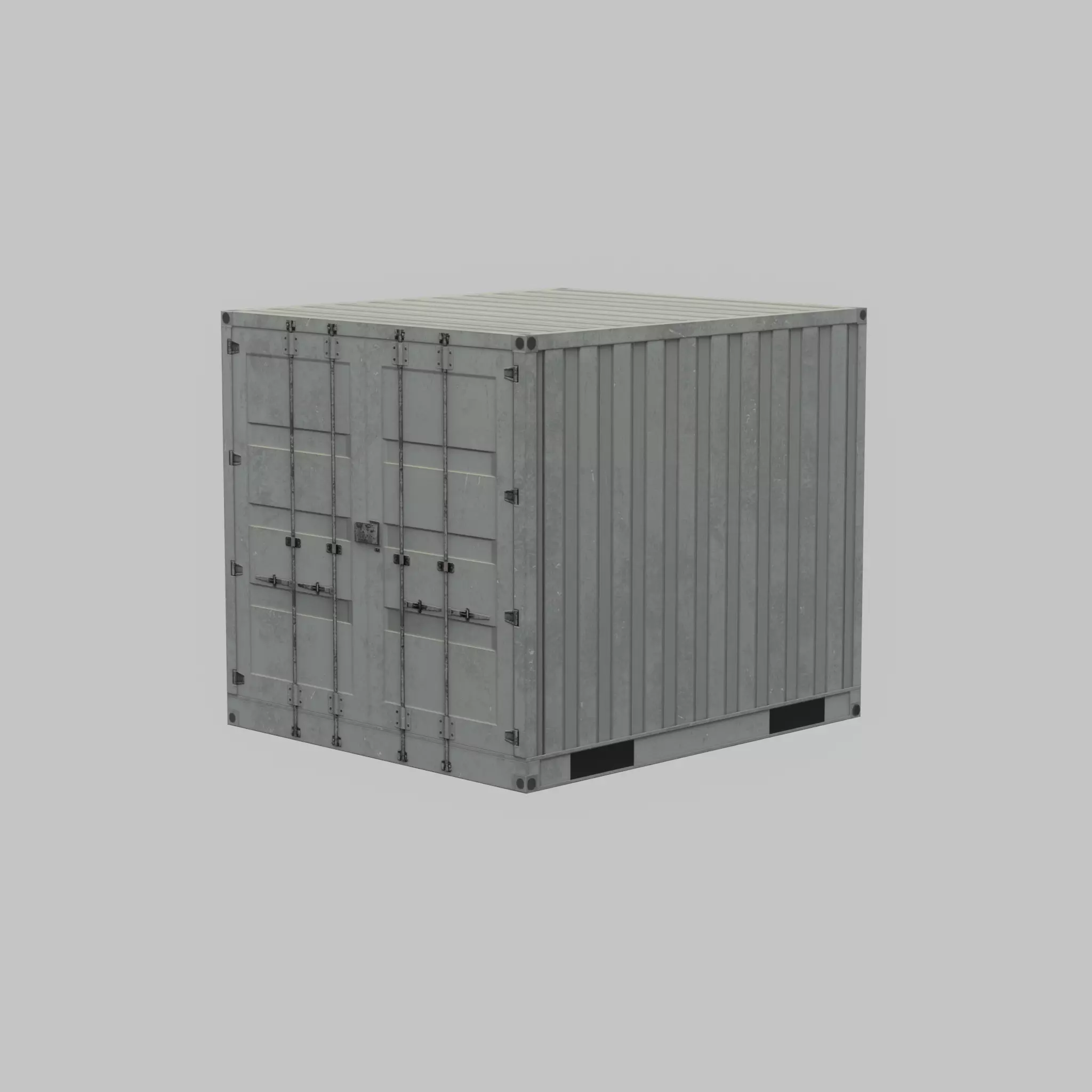 Shipping Container light gray 6ft Low-poly 3D model_31