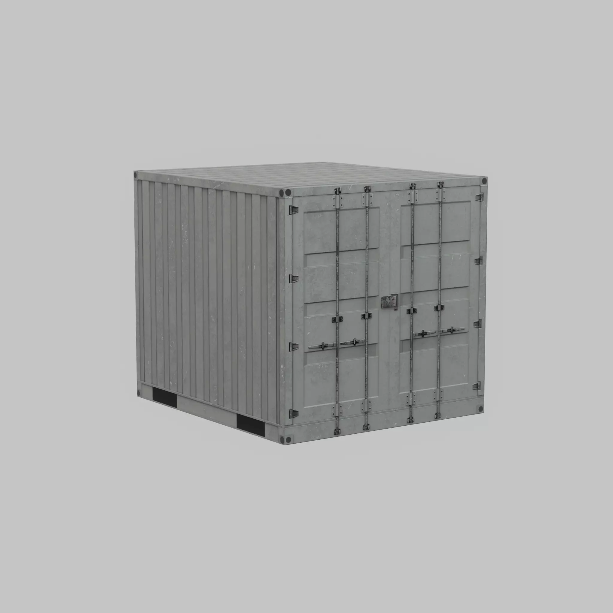 Shipping Container light gray 6ft Low-poly 3D model_70
