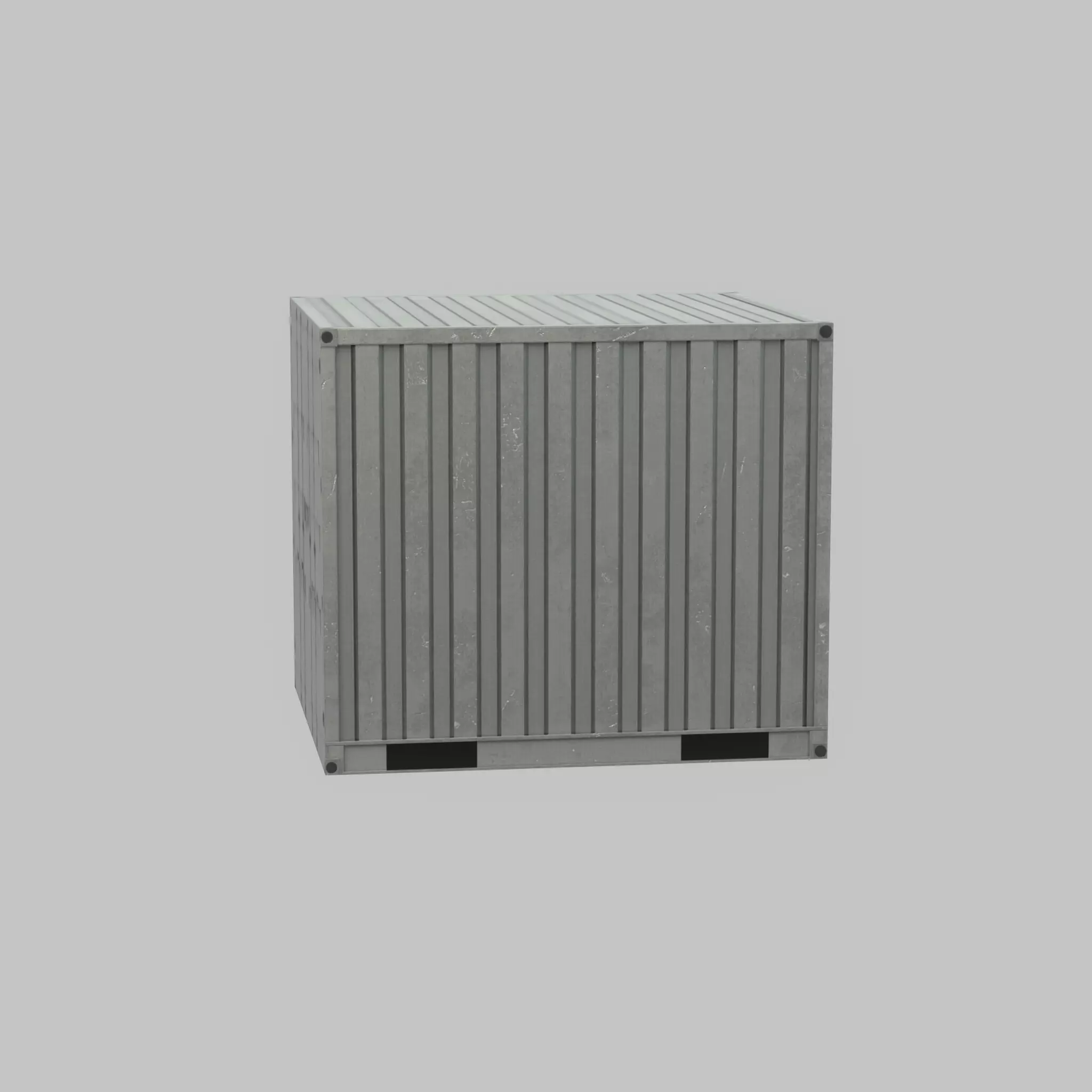 Shipping Container light gray 6ft Low-poly 3D model_61