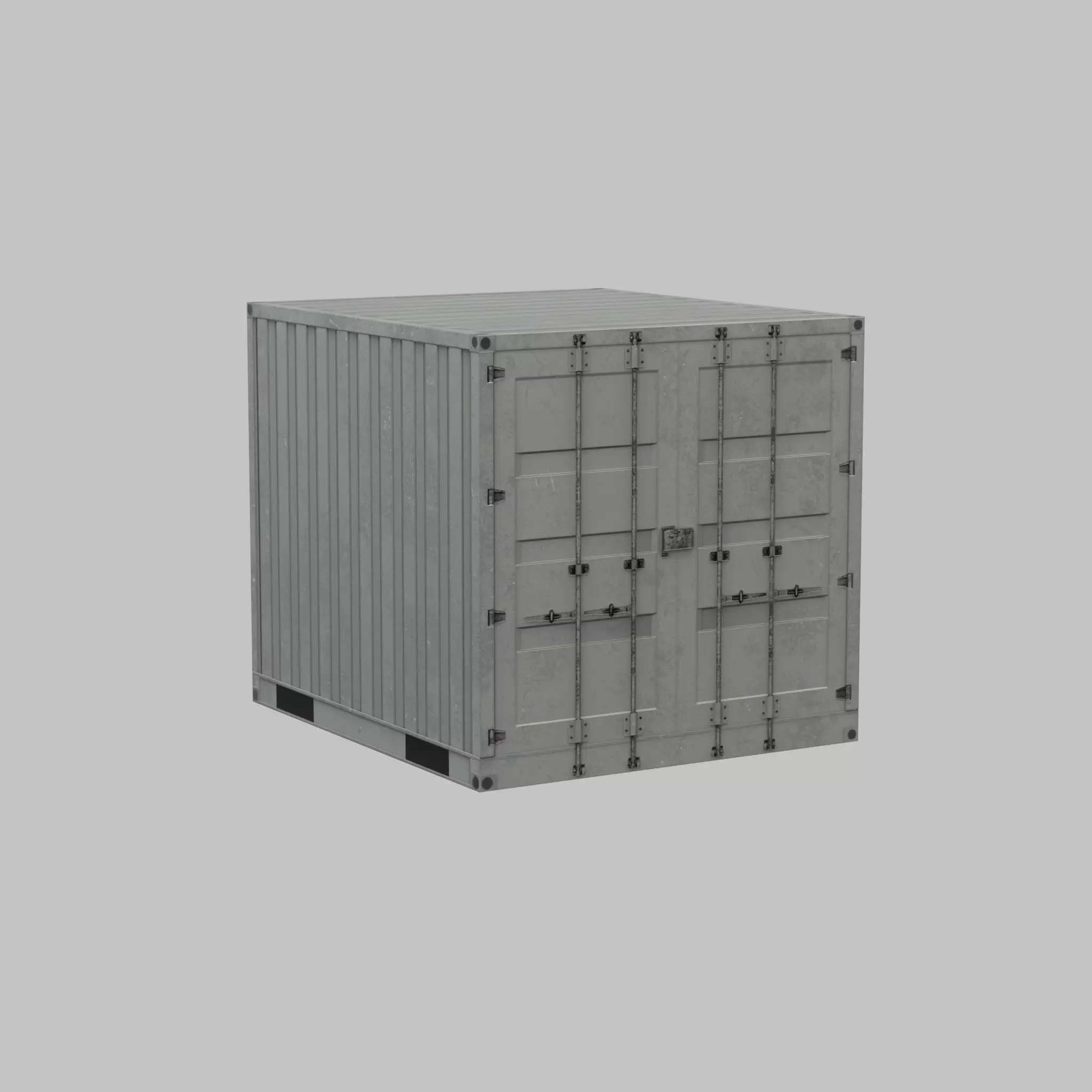 Shipping Container light gray 6ft Low-poly 3D model_46