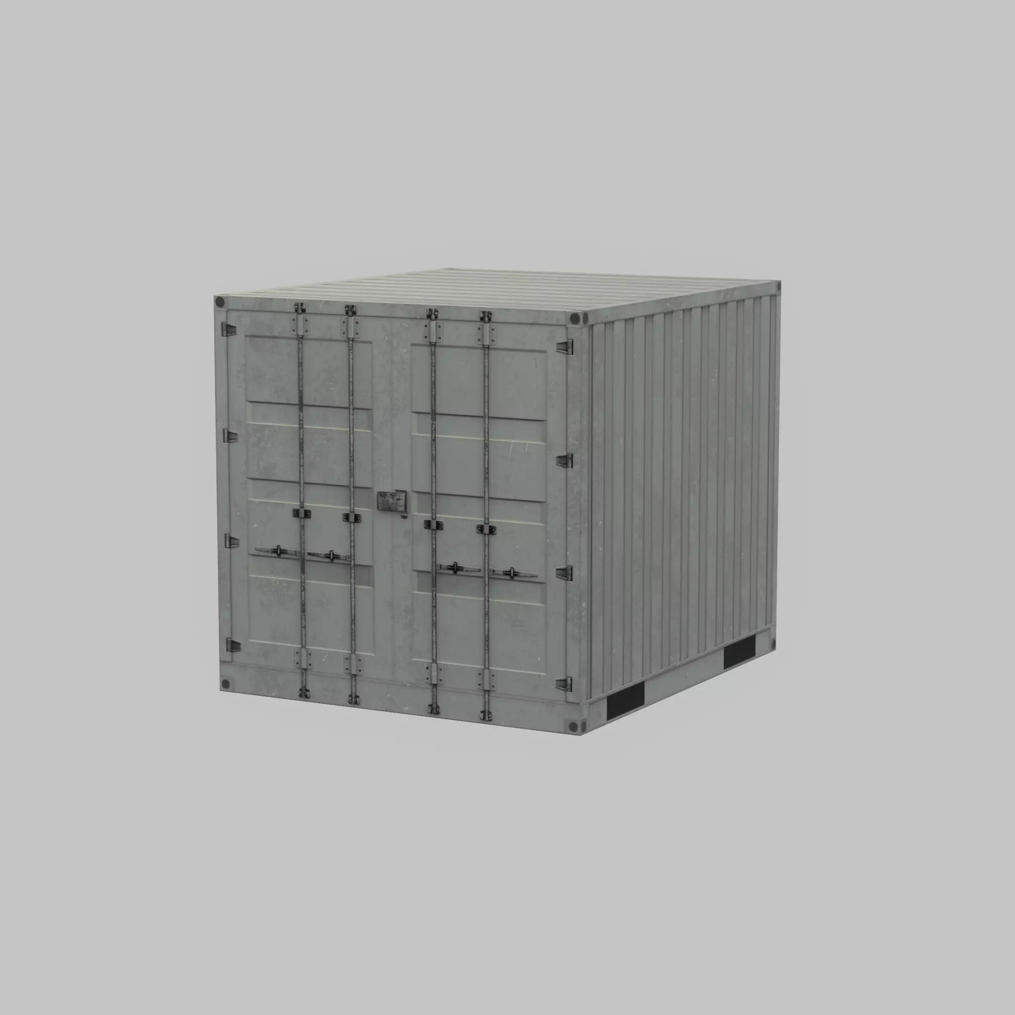 Shipping Container light gray 6ft Low-poly 3D model_29