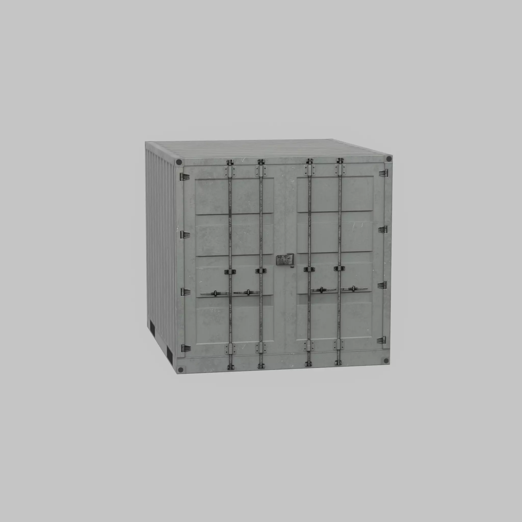 Shipping Container light gray 6ft Low-poly 3D model_24