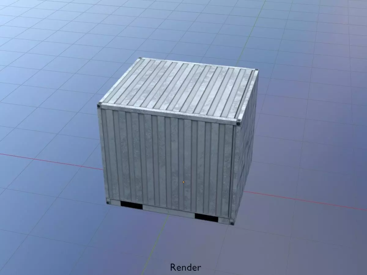 Shipping Container light gray 6ft Low-poly 3D model_20
