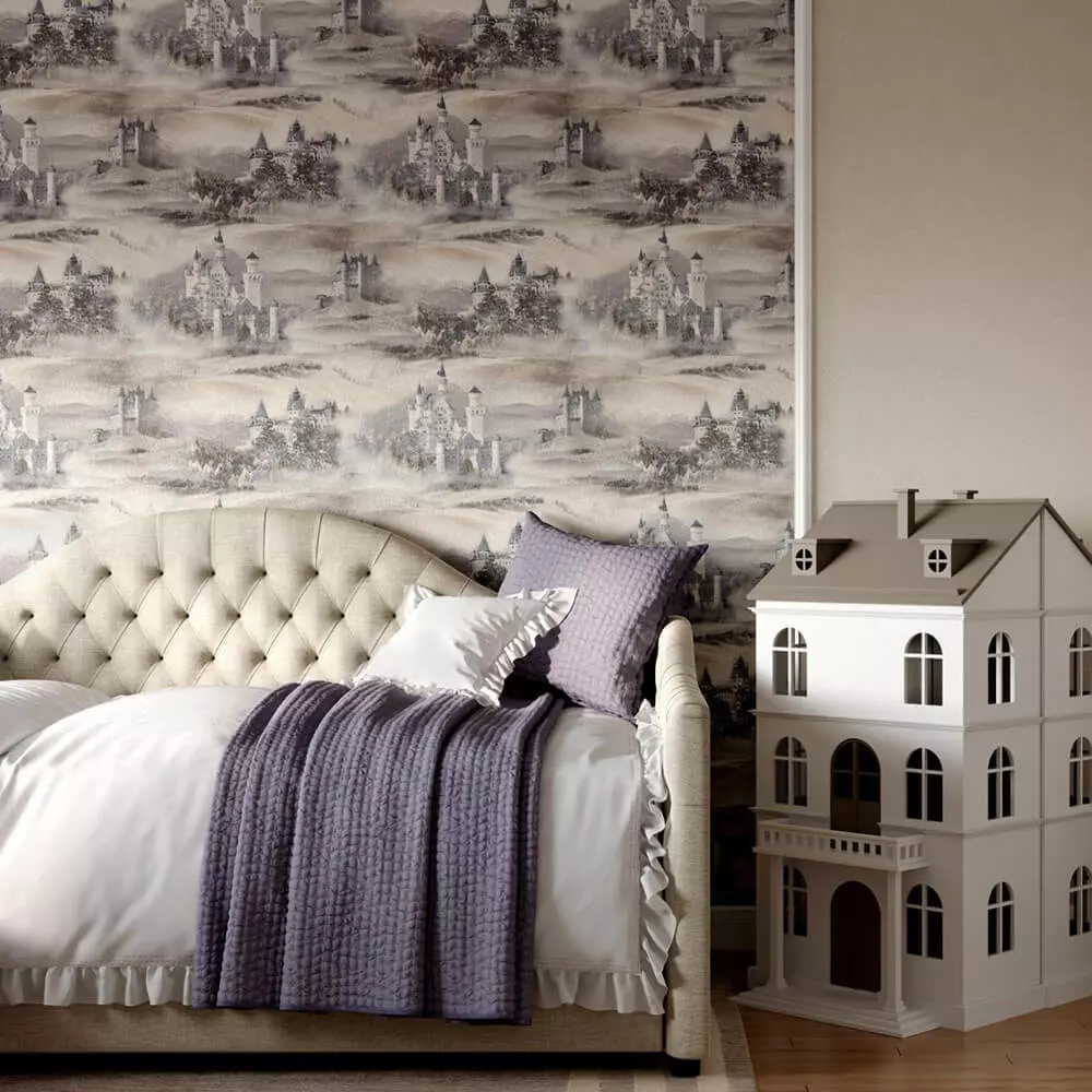 Fairytale Castle Toile Wallpaper Texture