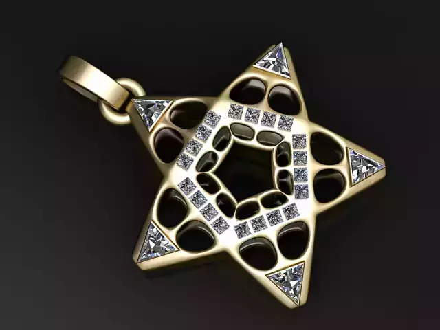star gold pendant 3d printable model 