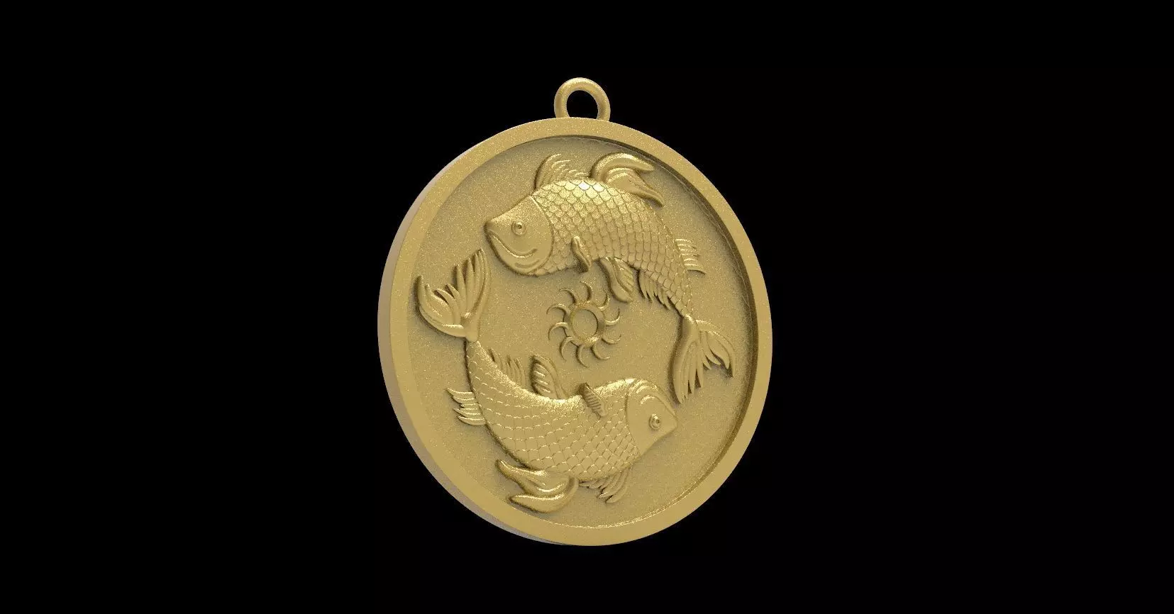 Pisces Sign Coin Pendant 3D Printable Model 3D print model