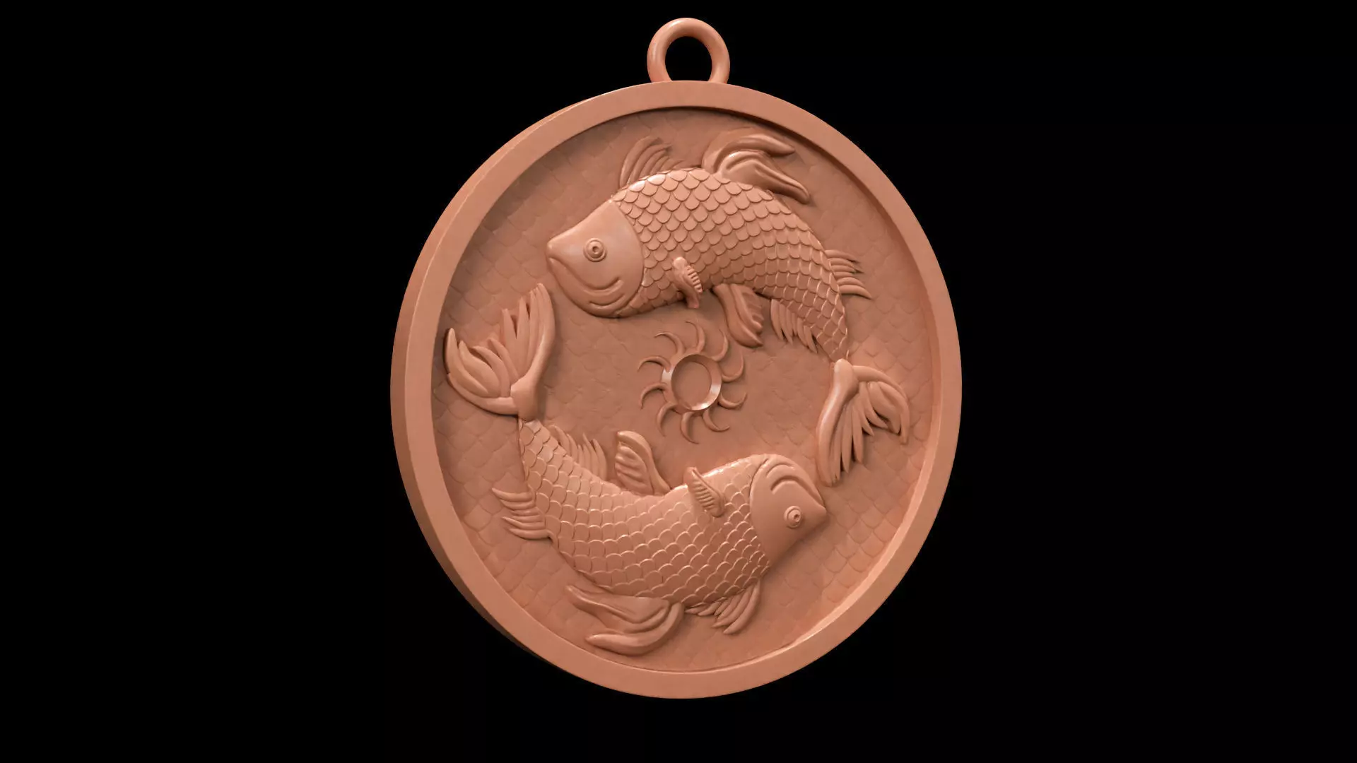 Pisces Sign Coin Pendant 3D Printable Model 3D print model