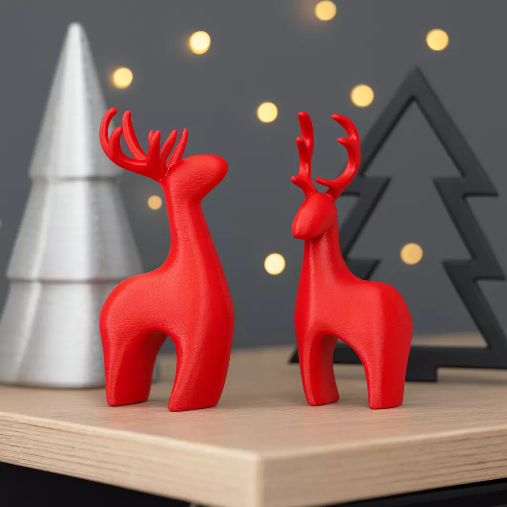 Modern Deer Set 2 pcs Christmas Reindeer Figurines 3D print model_2