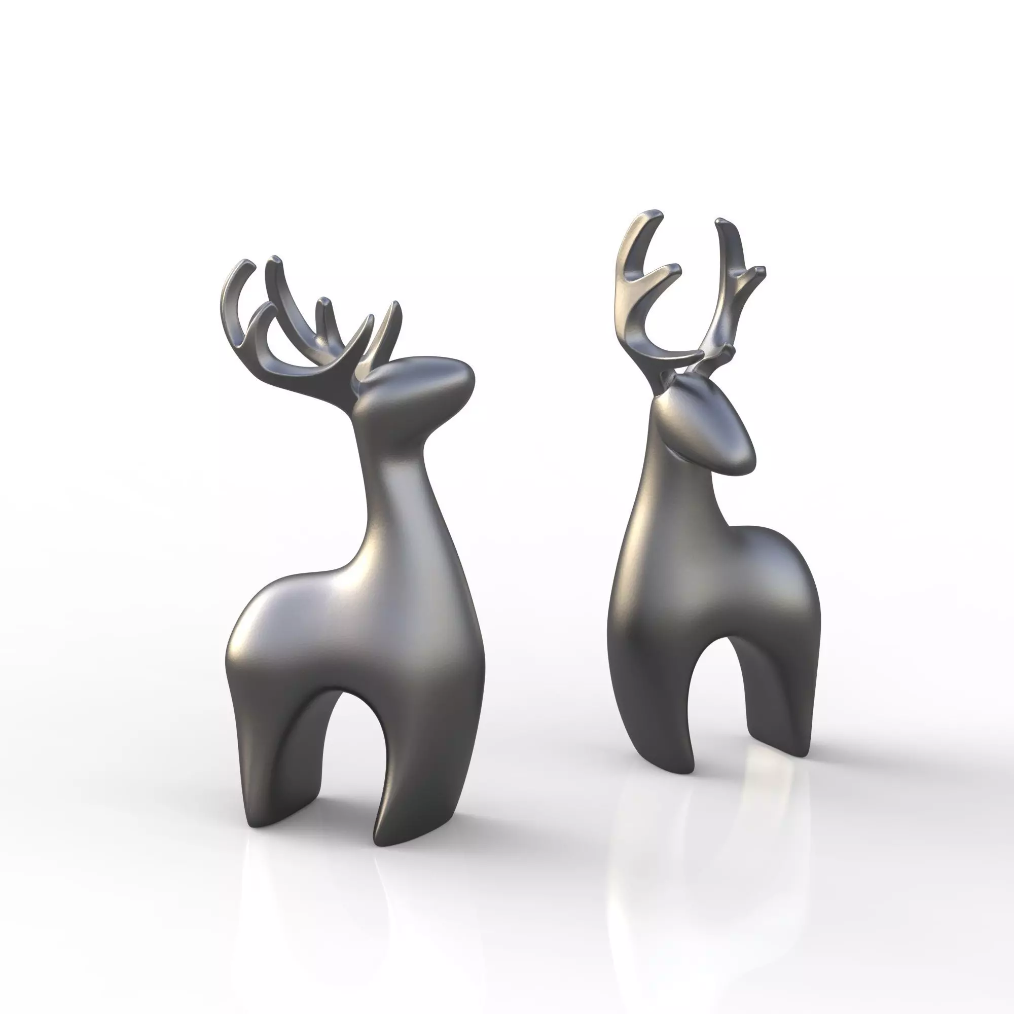 Modern Deer Set 2 pcs Christmas Reindeer Figurines 3D print model_7