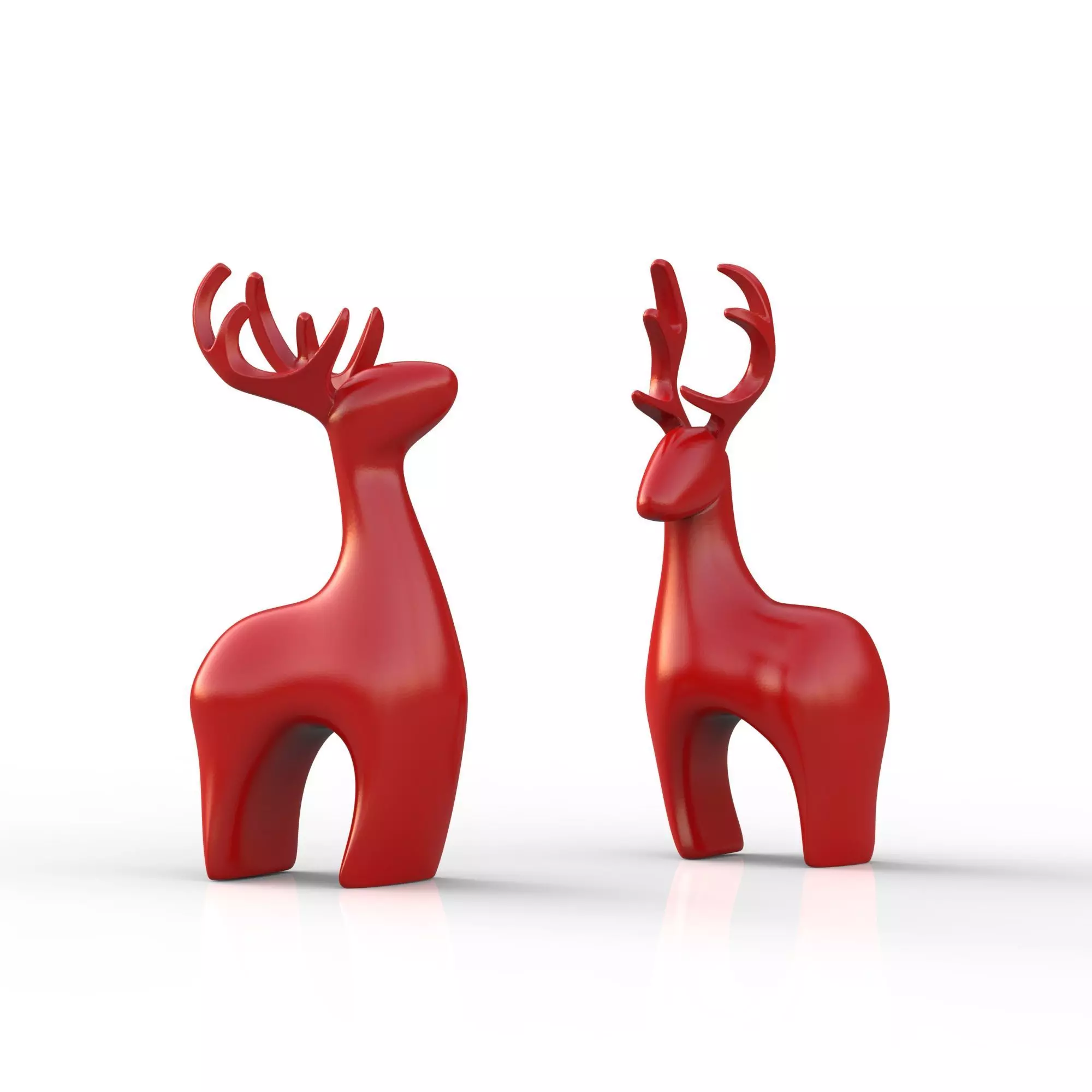 Modern Deer Set 2 pcs Christmas Reindeer Figurines 3D print model_6