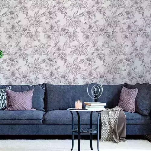 Lavender Line Art Floral Wallpaper Texture 