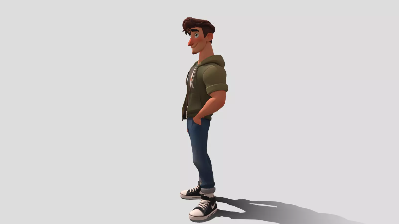 Cool young man stylized 3d character 3D model_1