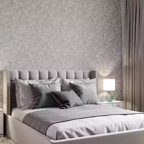 Taupe Beaded Leaf Wallpaper Texture