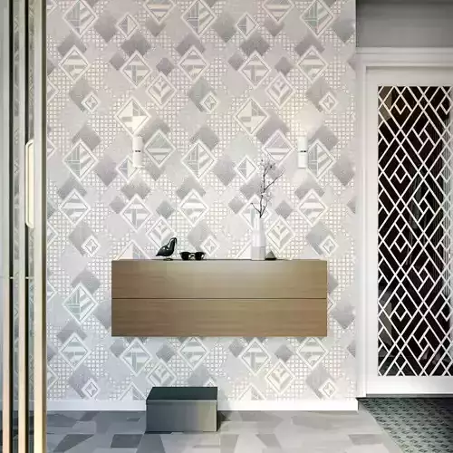 Geometric Patchwork Embossed Wallpaper Texture 