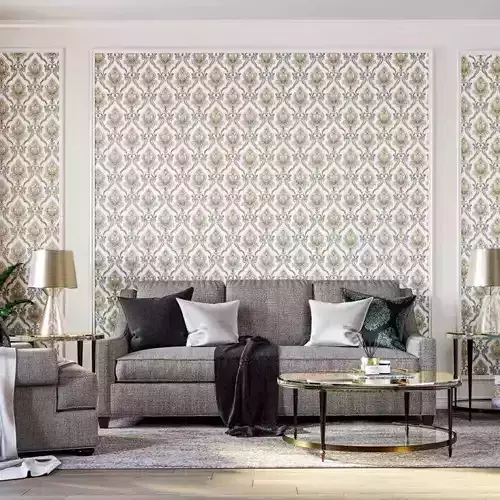 Silver and Gold Damask Wallpaper Texture